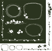 白花图案和花框架设计元素