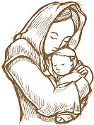 母亲和孩子素描