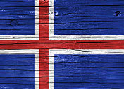 木头上的冰岛国旗