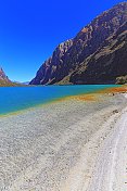 秘鲁秘鲁秘鲁的Cordillera Cordillera的Llanganuco湖
