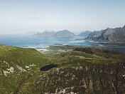 挪威北部罗浮敦岛的鸟瞰图