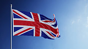 蓝天上随风飘扬的英国国旗