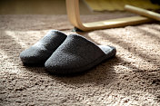 地毯上的棉质拖鞋