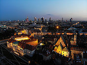华沙城市天际线全景波兰