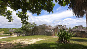 墨西哥里维埃拉玛雅尤卡坦半岛古玛雅考古遗址图卢姆的寺庙废墟