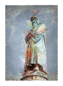 达芬奇雕像-混合数字技术