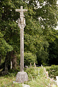 古老的石头十字架，cruceiro，在维拉巴，加利西亚，西班牙。