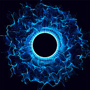 宇宙中的黑洞。摘要矢量背景与蓝色调漩涡和洞在中心或崩溃孤立在黑色。天文插图。向量。 宇宙中的黑洞。摘要矢量背景与蓝色调漩涡和洞在中心或崩溃孤立在黑色。天文插图。向量。