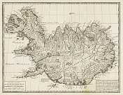 冰岛的古董地图- 18世纪 冰岛的古董地图- 18世纪