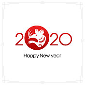 鼠年，2020年，新年快乐，中国新年，鼠剪纸