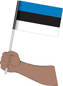 手握爱沙尼亚国旗
