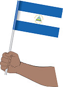 手握尼加拉瓜国旗