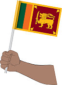手握斯里兰卡国旗