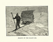 19世纪，探险家们在格陵兰岛的内陆冰层上航行