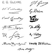 19世纪艺术家的各种签名