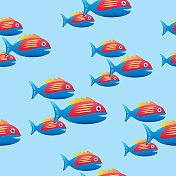 可爱鱼无缝图案 可爱鱼无缝图案
