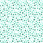 微小的不均匀地散落在随意手绘的水彩绿色圣诞树上-单个物体孤立在白纸卡片上-插图在矢量中充满了凌乱和不完美的细节