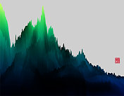 色彩中国山水画山水图案背景 色彩中国山水画山水图案背景