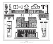 寺庙、宫殿和地下墓穴雕刻古董插图，出版于1851年