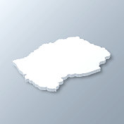 莱索托3D地图上的灰色背景