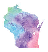 威斯康星水彩光栅地图插图 威斯康星水彩光栅地图插图