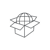 全球物流交付和运输细线图标 全球物流交付和运输细线图标