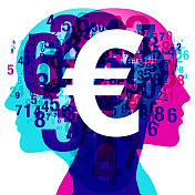欧洲头脑数字和货币符号