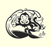 冲浪猴的尾巴上有锚-卡通人物吉祥物