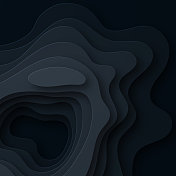 剪纸的背景。深色抽象波浪形状-时尚的3D设计