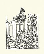 中世纪在讲坛上讲道的主教 中世纪在讲坛上讲道的主教