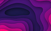 剪纸的背景。紫色抽象波浪形状-时髦的3D设计
