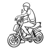 在电动踏板车上休息 在电动踏板车上休息