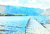 湖泊景观水彩插图
