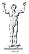 古希腊和罗马的宗教仪式和人物雕刻古董插图，出版于1851年