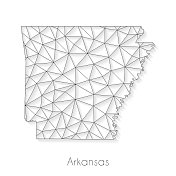 阿肯色州地图连接-白色背景上的网络网格