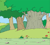 树木和森林的插图。