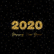新的2020年贺卡在黄金闪光