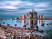 底特律，密歇根-长时间曝光在黎明