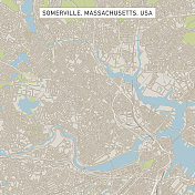 美国马萨诸塞州萨默维尔市街道地图