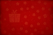 水平矢量插图-深酒红色渐变效果壁纸纹理的礼物盒元素图案圣诞背景-一个大和几个小的对象
