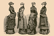 维多利亚时代的四个时尚女性