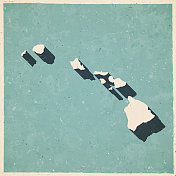 夏威夷地图复古风格-旧纹理纸 夏威夷地图复古风格-旧纹理纸