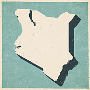 肯尼亚地图复古风格-旧纹理纸