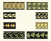 维多利亚花卉设计元素,重复叶图案,19世纪 维多利亚花卉设计元素,重复叶图案,19世纪