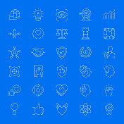 核心价值相关矢量细线图标的简单集合。大纲符号集合。 核心价值相关矢量细线图标的简单集合。大纲符号集合。