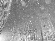 佛罗伦萨大教堂在圣诞节下雪