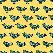 鸟涂鸦无缝图案