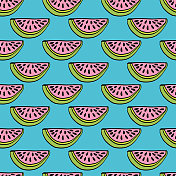 西瓜涂鸦无缝图案 西瓜涂鸦无缝图案