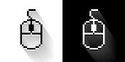 电脑鼠标黑白长影图标