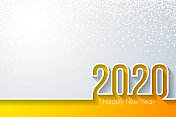 2020年新年快乐，金色闪光-白色背景